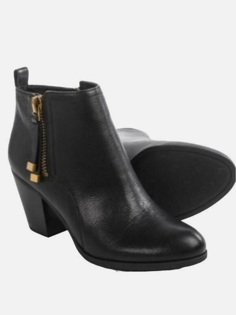 Franco Sarto Diana Dual Side Zip Leather Ankle Boots Sz 8.5